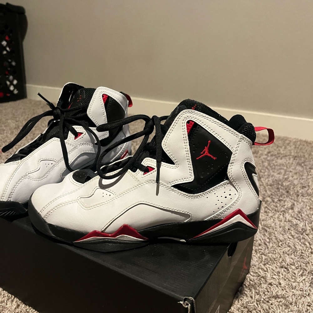 Jordan Kids White and Black Sneakers with Red Accents